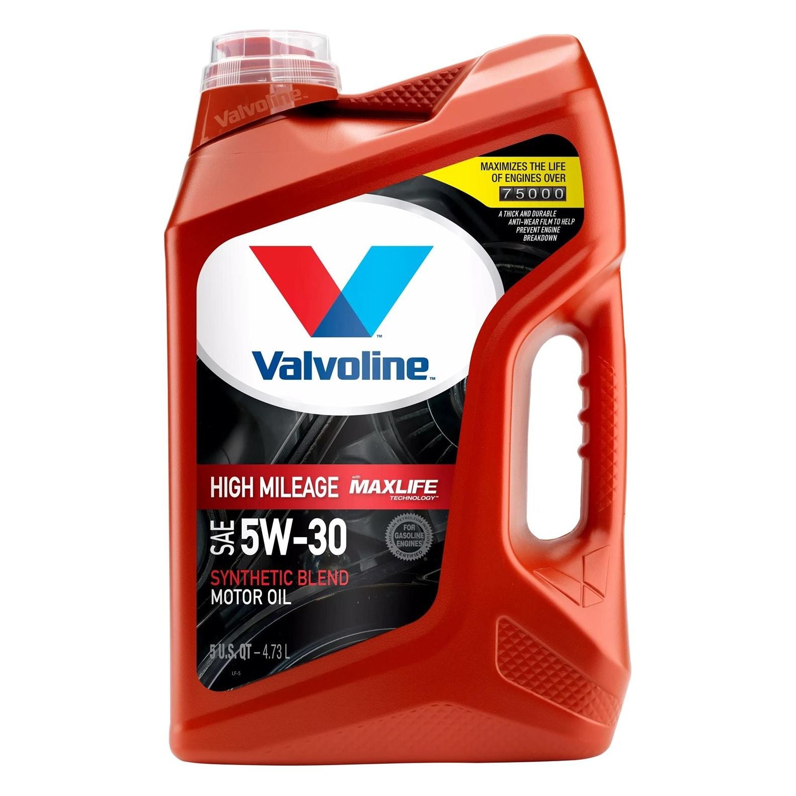Valvoline High Mileage Synthetic Blend Engine Oil 5W-30 5 Quart 881163