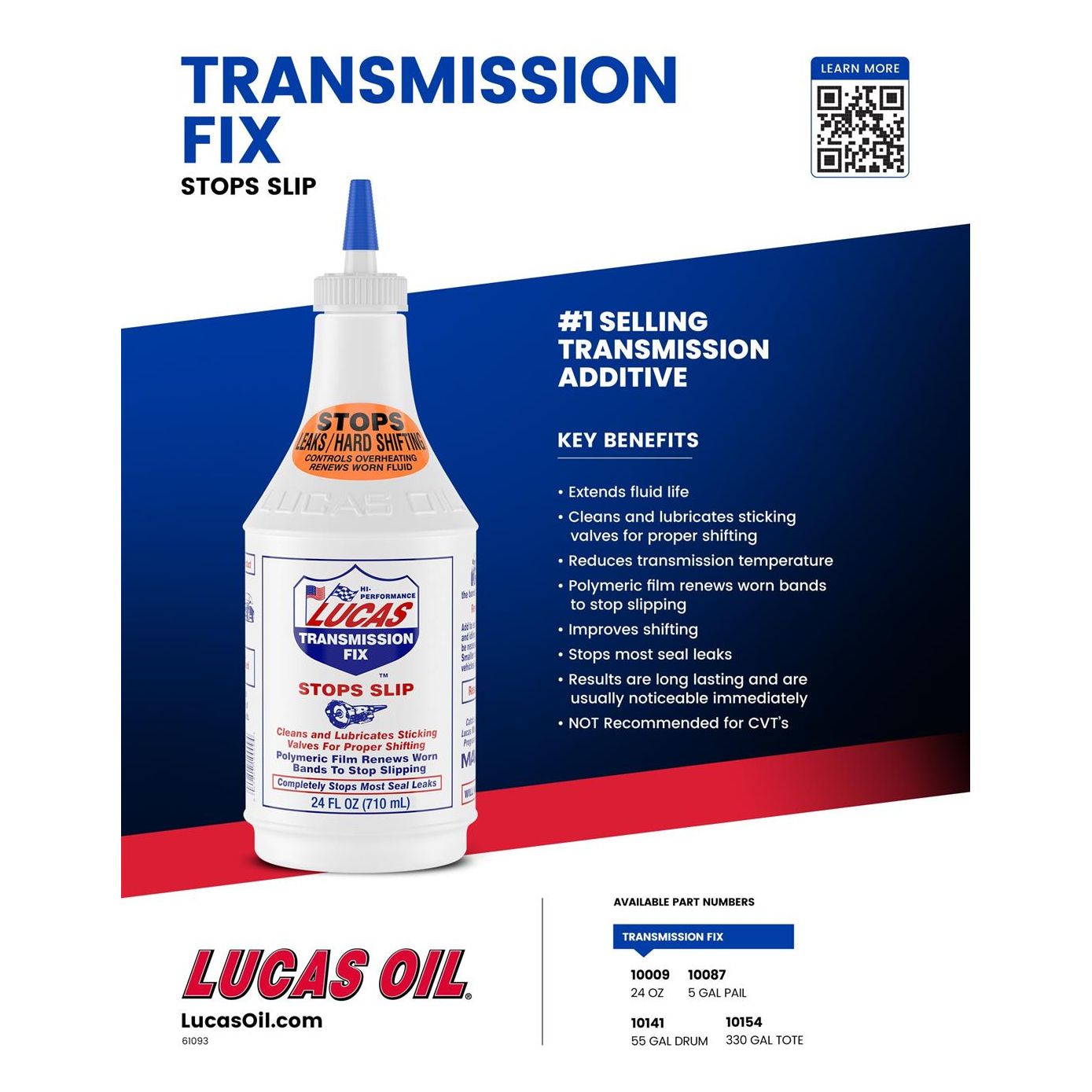 Lucas Oil 10009 Transmission Fix Auto Trans Stop Leak/ Slip 24oz