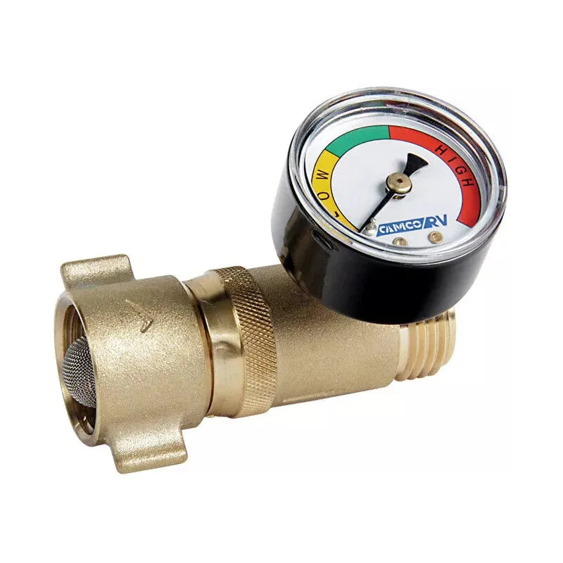 CAMCO Brass Water Pressure Regulator with Gauge 40064