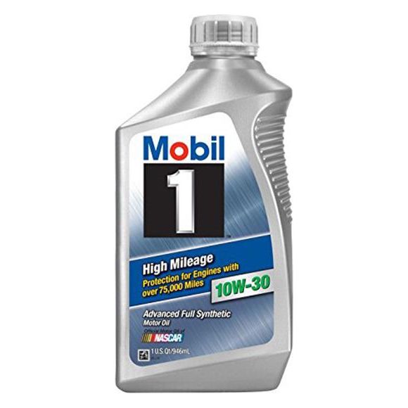 Mobil 1 High Mileage Full Synthetic Engine Oil 10W-30 1 Quart 103535
