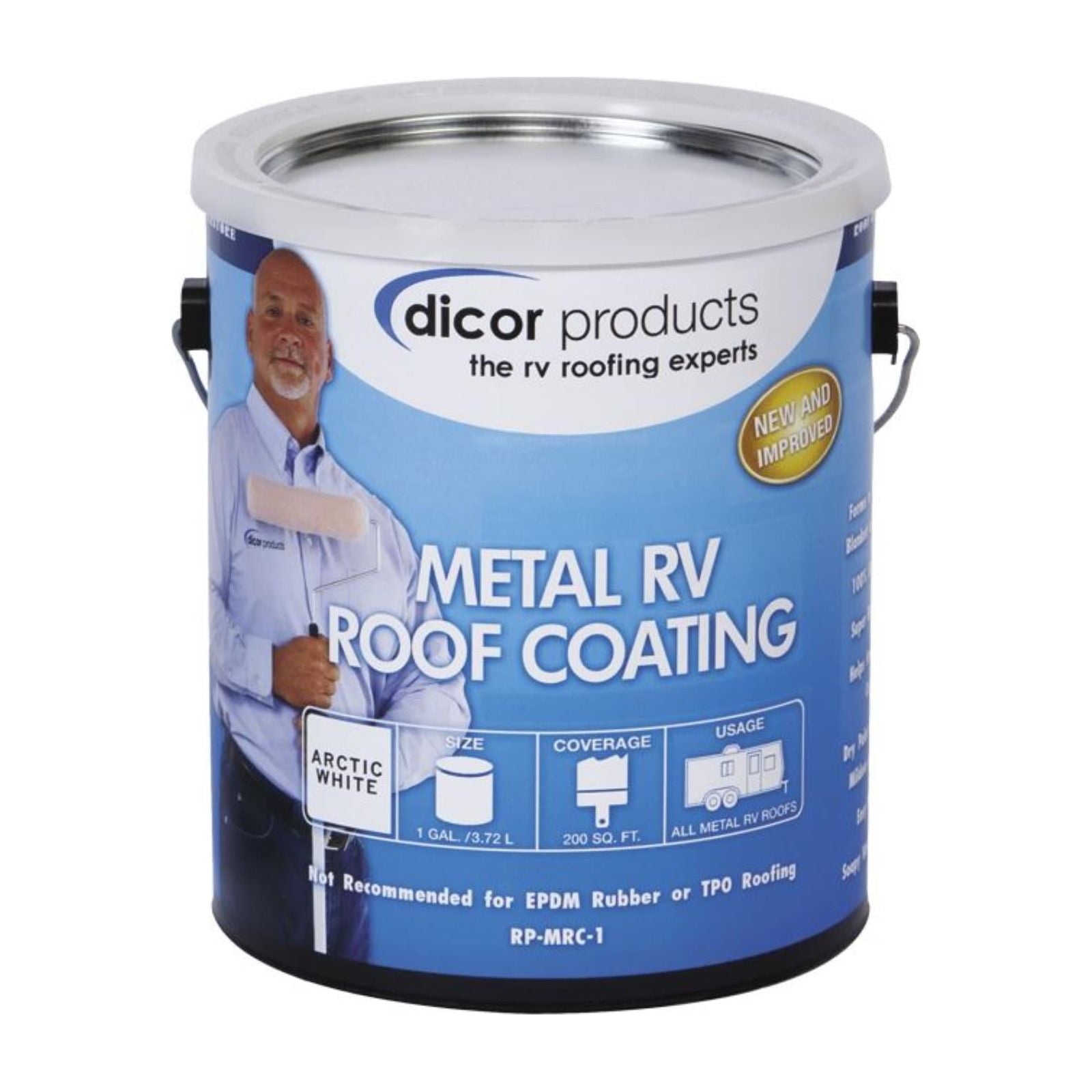 Dicor Corp. RP-MRC-1 Metal/Fiberglass Roof Elastomeric Coating 1 Gallon White