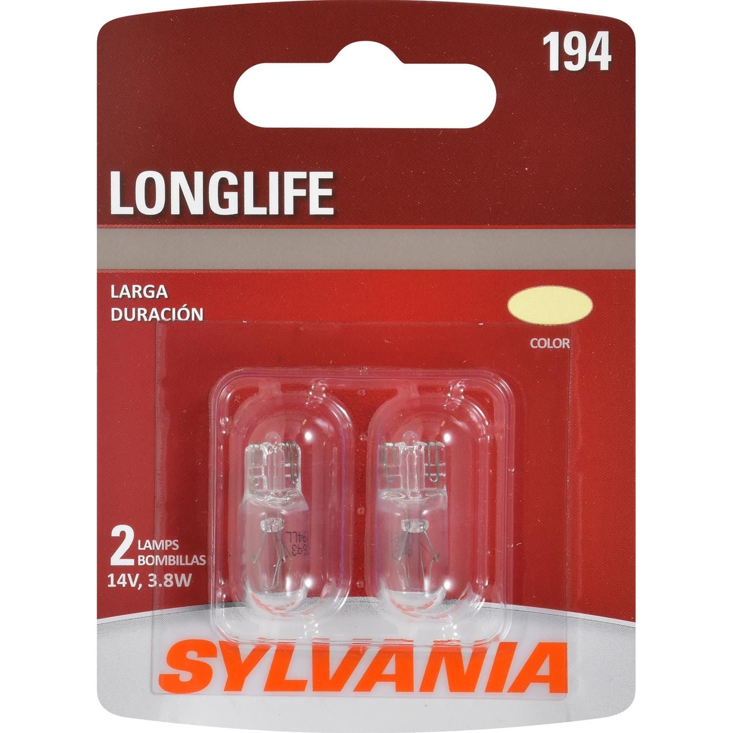 Sylvania Lighting Long Life Incandescent Light Bulbs 194LL.BP2