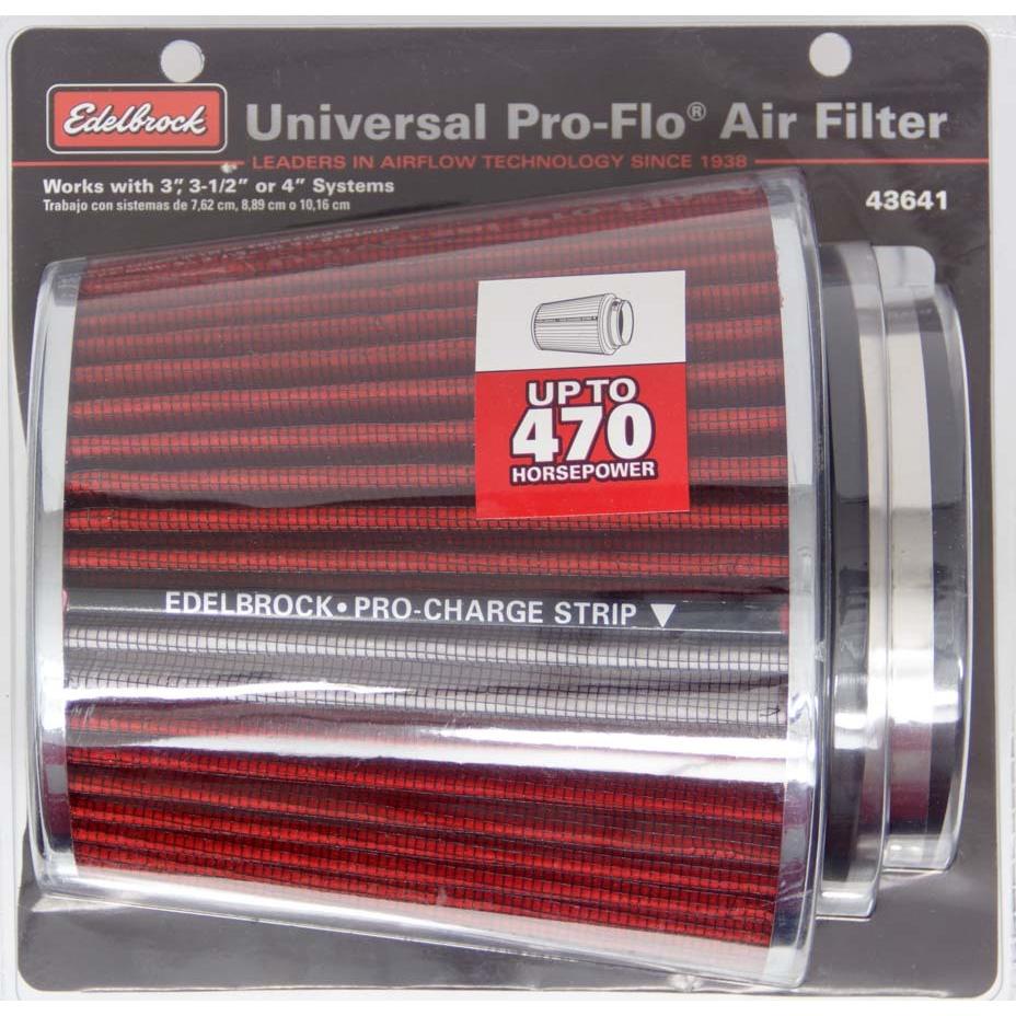 EDELBROCK Pro-Flo Air Filter Cone 6.70 Tall Red/Chrome - 43641