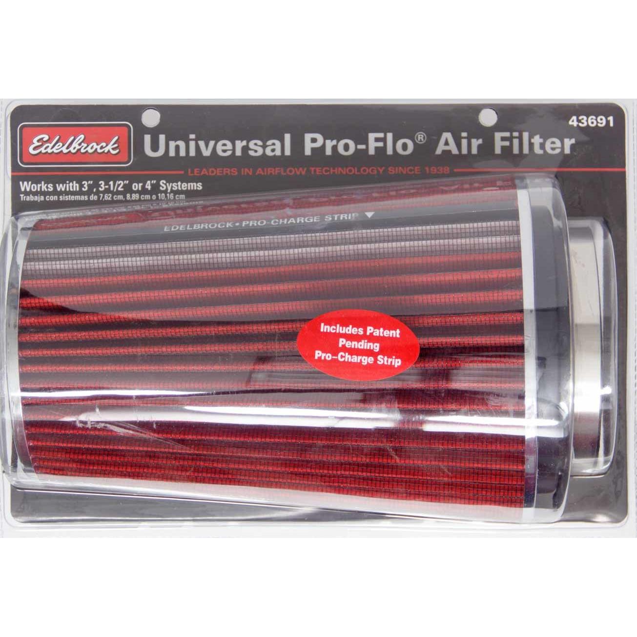 EDELBROCK Pro-Flo Air Filter Cone 10.5 Tall Red/Chrome - 43691