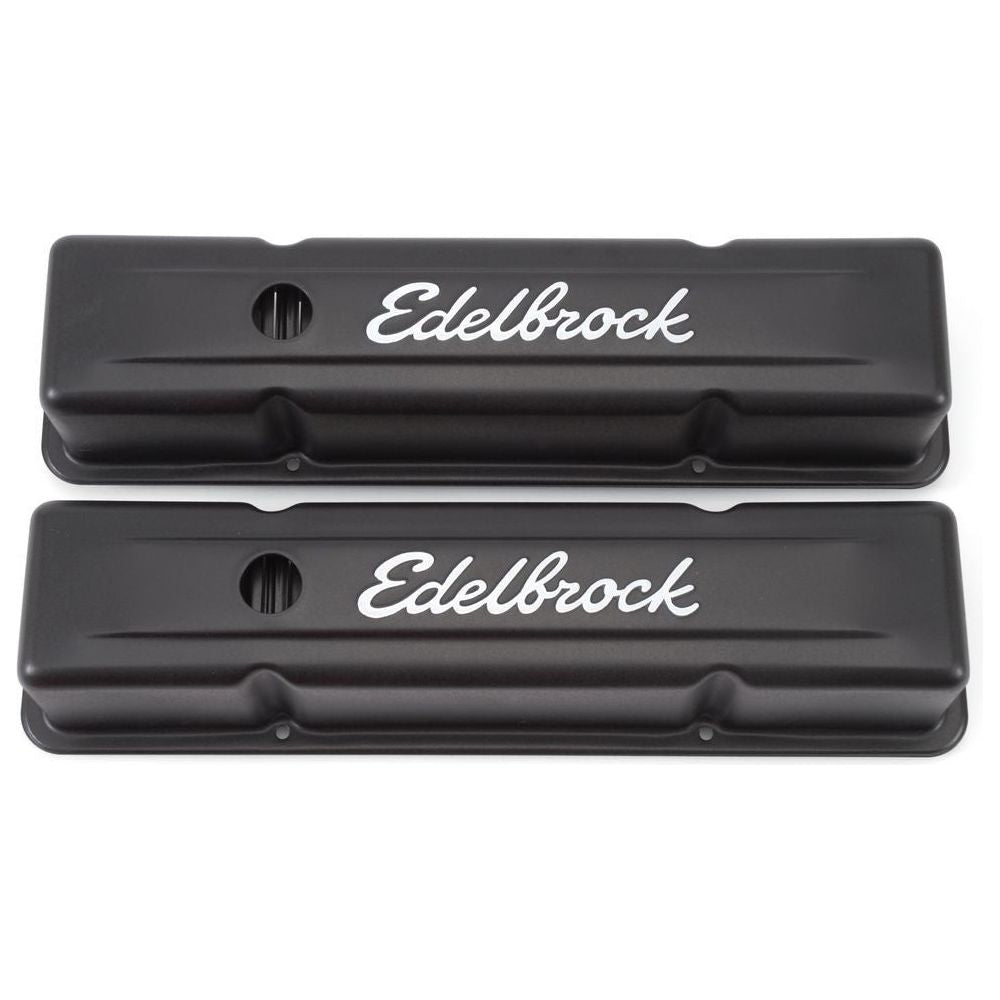 EDELBROCK Valve Cover Kit SBC Signature Series Black - 4643