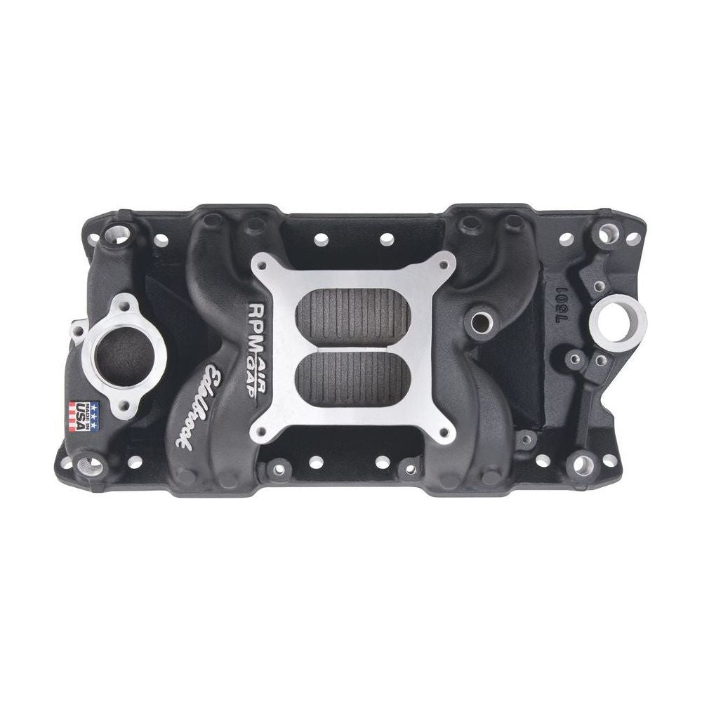 EDELBROCK SBC Performer RPM A/G Manifold - Black Finish - 75013