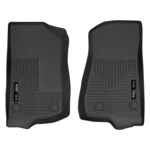 HUSKY LINERS 13021 - 18- Jeep JL Front Floor Liner Black Weatherbeaten