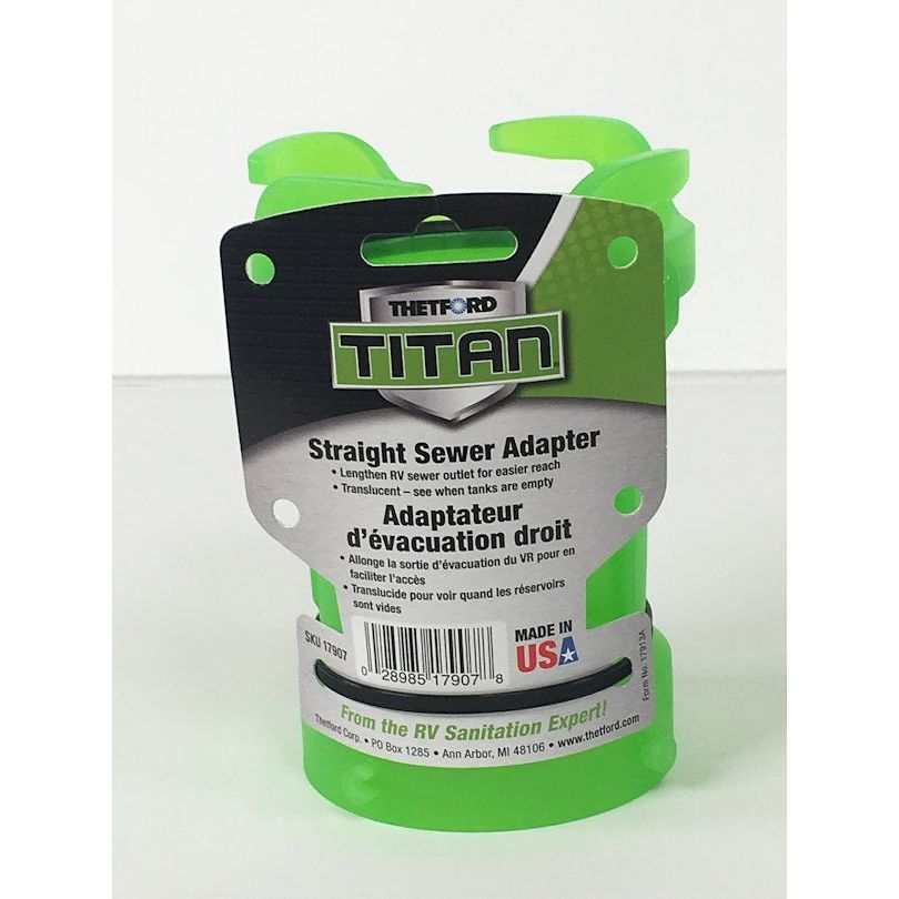 Thetford 17907- Titan Straight Sewer Adapter Translucent Green