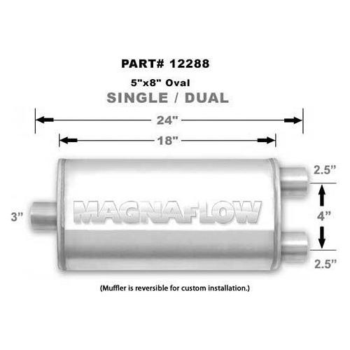 MAGNAFLOW 12288 - Stainless Muffler 3in Inlet/Dual 2.5in Out