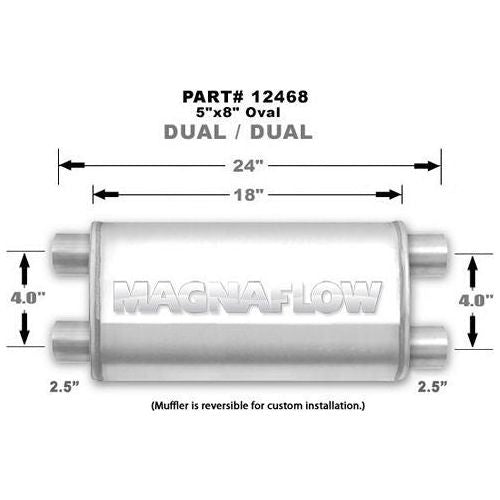 MAGNAFLOW 12468 - Stainless Muffler 2.5in Dual In / Dual Out