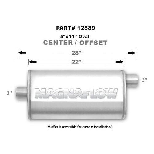 MAGNAFLOW 12589 - Stainless Muffler 3in Center In / Offset Out