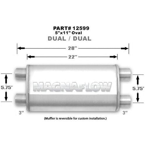 MAGNAFLOW 12599 - Muffler Stainless 3in Dual In/Out