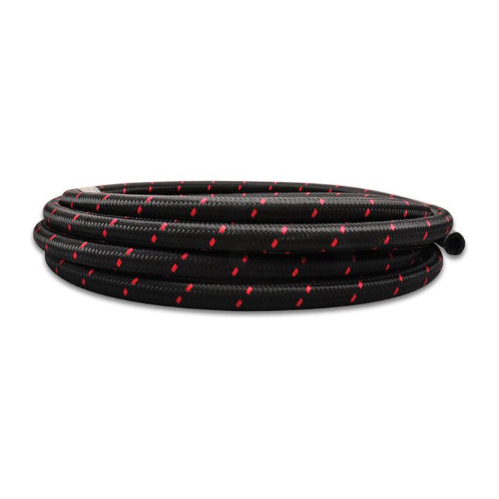 VIBRANT PERFORMANCE 11984R - 5ft Roll -4 Black Red Ny lon Braided Flex Hose