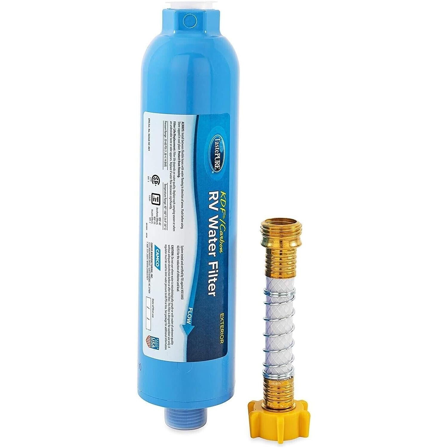 CAMCO Tastepure Water Filter with Flexible Hose Protector 40043