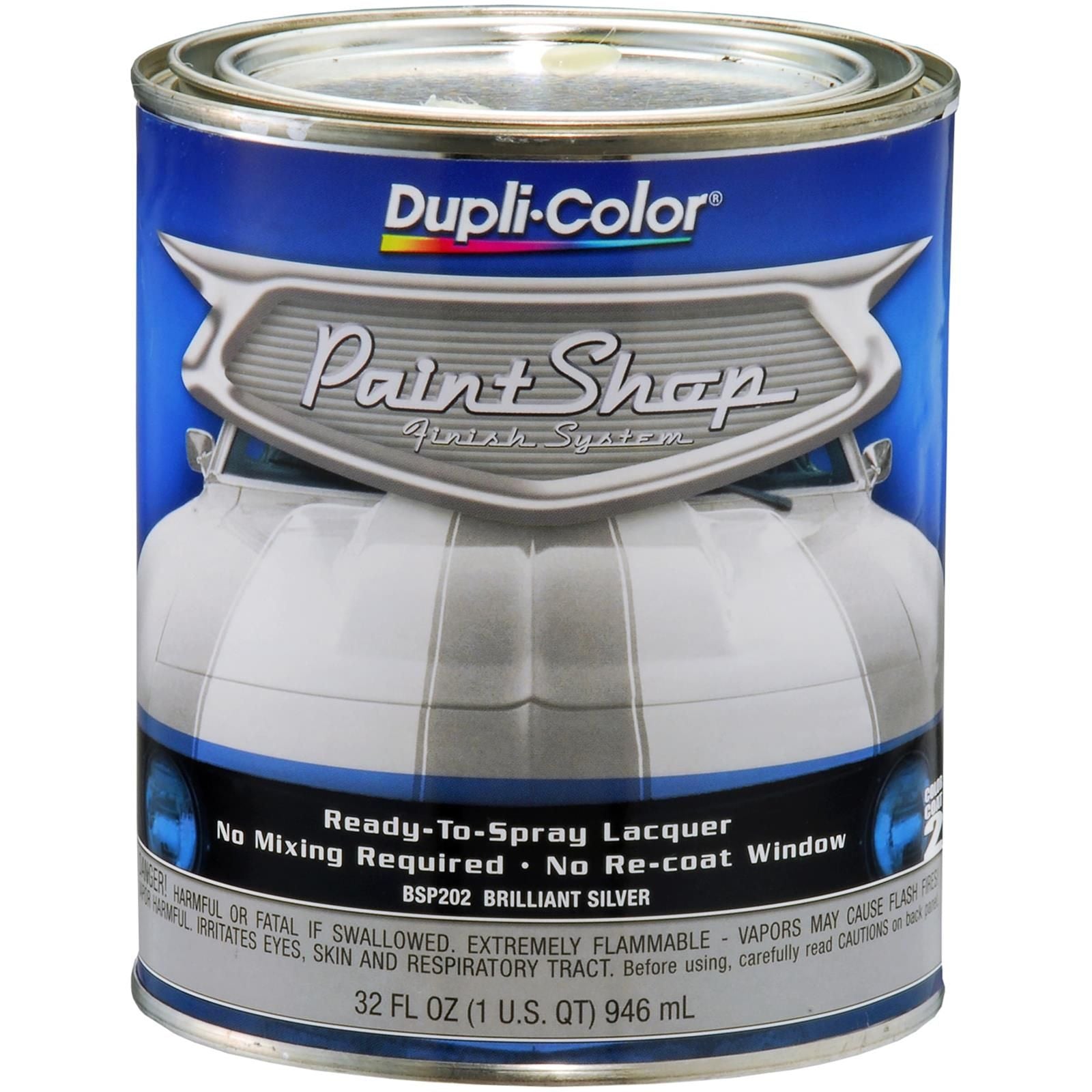 Dupli-Color Paint Shop Brilliant Silver Automotive Lacquer Finish System 1 Quart BSP202